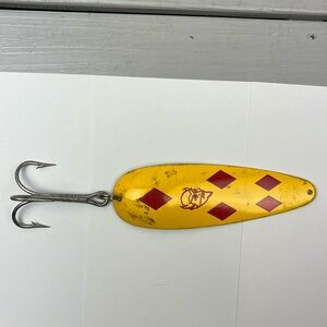 Vintage Dare Devil Troll Devel 5 Diamond Yellow/Red Spoon Made in USA
